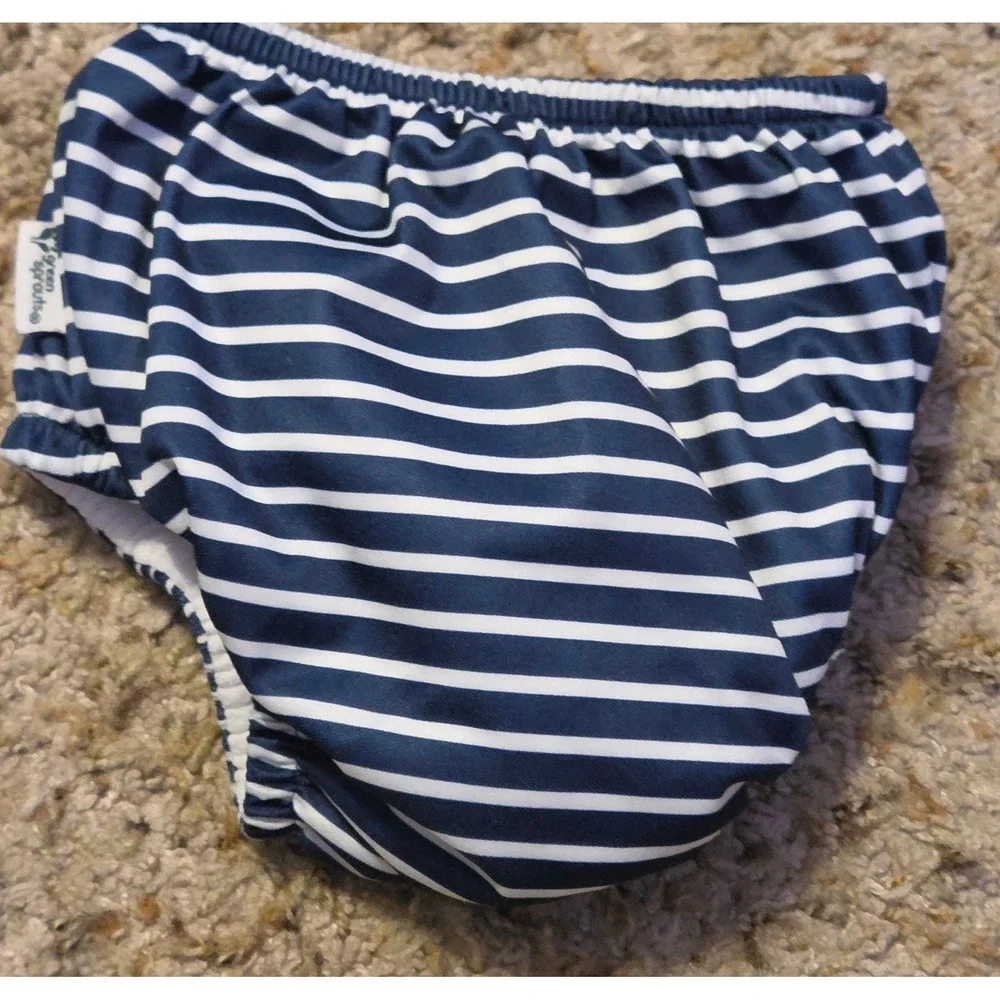 Green Sprouts Navy White Striped Reusable Swim Diaper Baby Size 24 Months